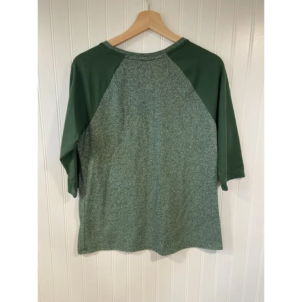 Green Bay Packers Nike Shirt Women's Large 3/4 Sleeve Green, Yellow Football